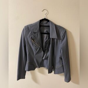 Blank NYC Dark Powder Blue Leather Jacket